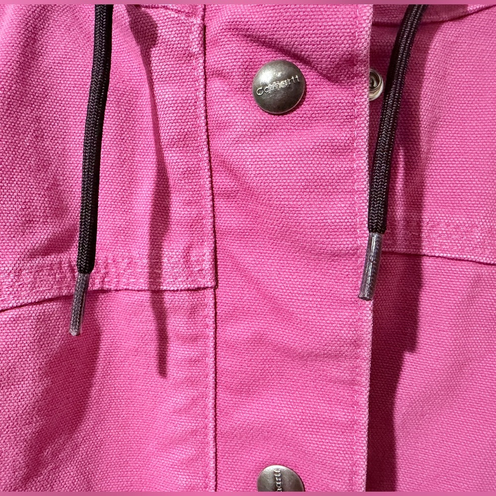Carhartt Women’s Pink Hooded Sherpa Lined Vest Large Snap Front - Picture 4 of 10
